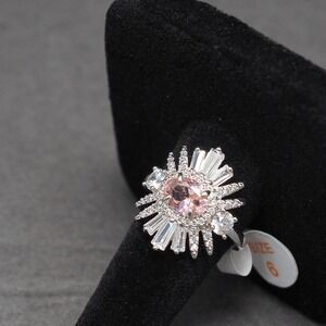 Bomb Party Egyptian Love Ring Lab Created Salmon Pink Tourmaline Size 6 Rhodium